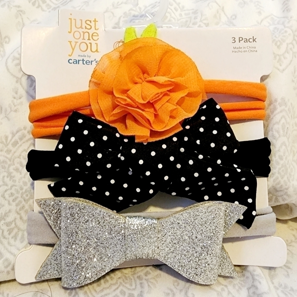 NWT Just One You Carter's 3 Pack Halloween Baby Infant Toddler Headbands October - Picture 2 of 5